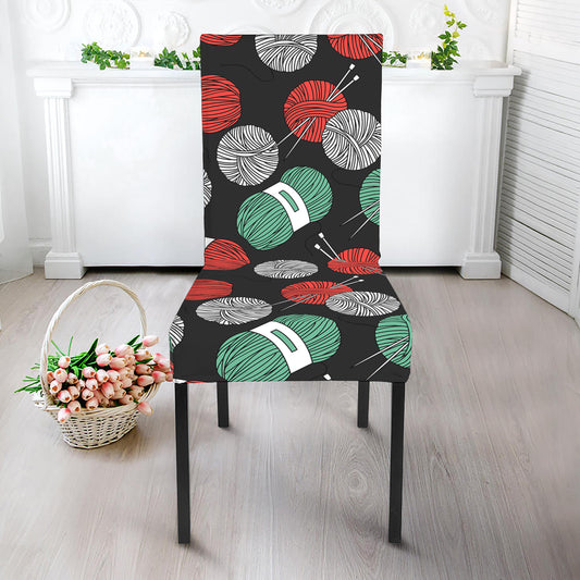 Crochet Yarn Pattern Print Dining Chair Slipcover