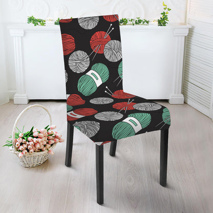 Crochet Yarn Pattern Print Dining Chair Slipcover