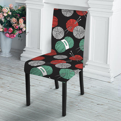 Crochet Yarn Pattern Print Dining Chair Slipcover