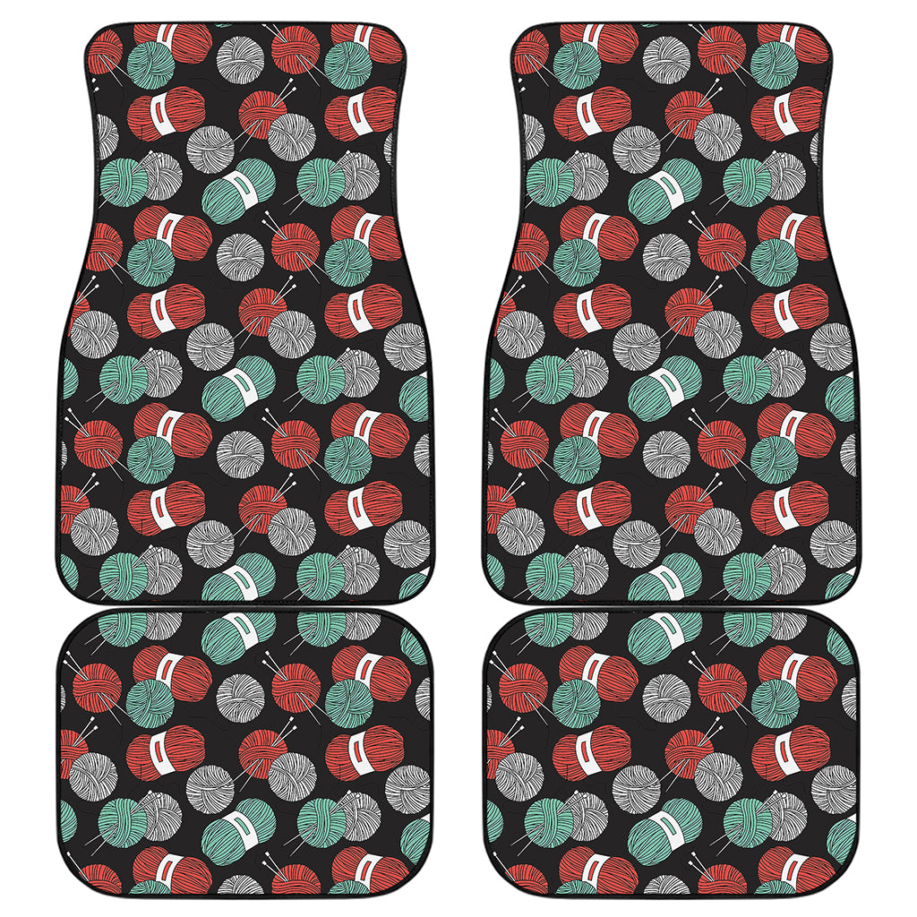 Crochet Yarn Pattern Print Front and Back Car Floor Mats