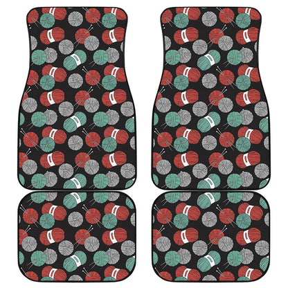 Crochet Yarn Pattern Print Front and Back Car Floor Mats