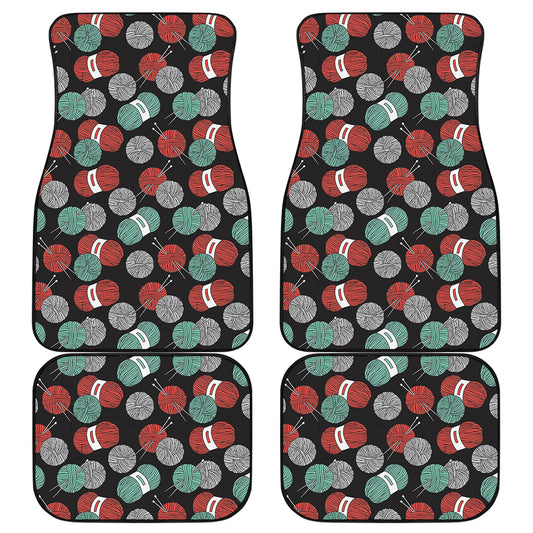 Crochet Yarn Pattern Print Front and Back Car Floor Mats