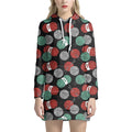 Crochet Yarn Pattern Print Pullover Hoodie Dress
