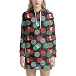 Crochet Yarn Pattern Print Hoodie Dress