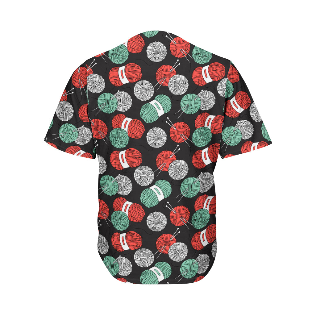 Crochet Yarn Pattern Print Men's Baseball Jersey
