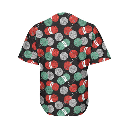 Crochet Yarn Pattern Print Men's Baseball Jersey