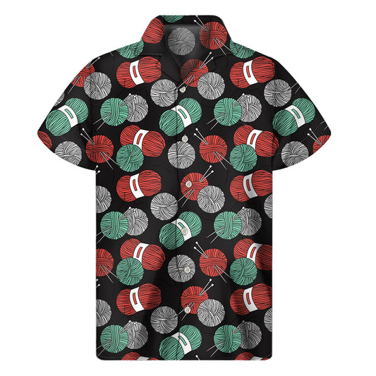 Crochet Yarn Pattern Print Men's Short Sleeve Shirt