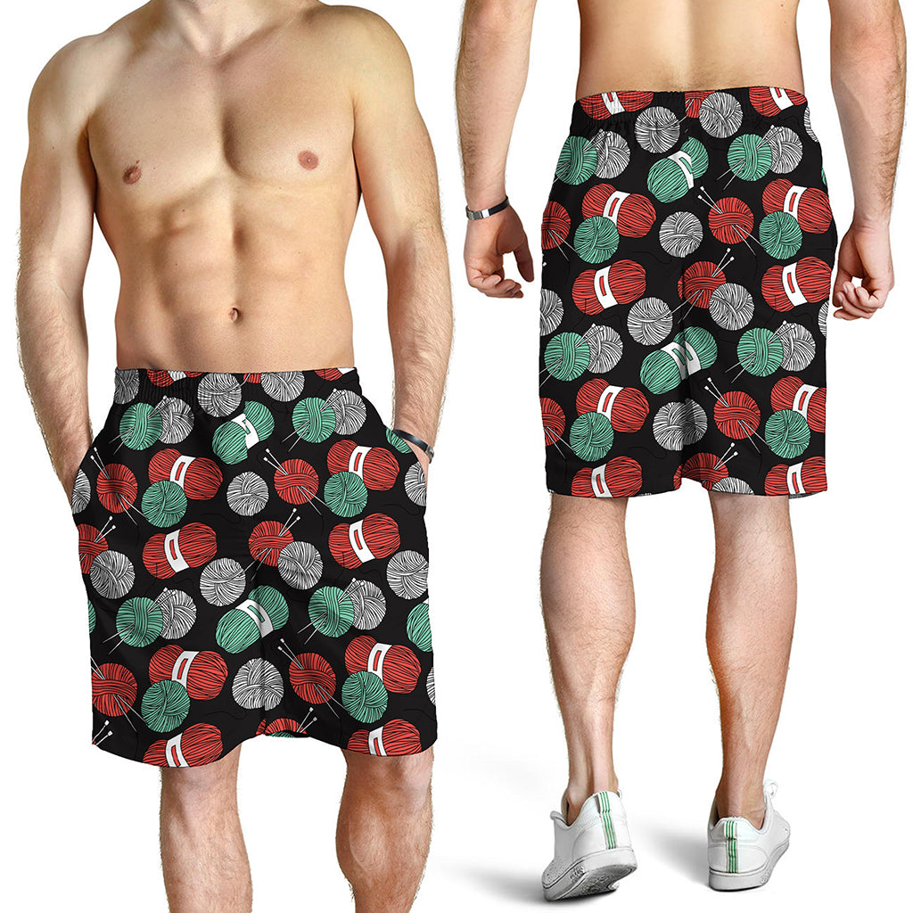 Crochet Yarn Pattern Print Men's Shorts