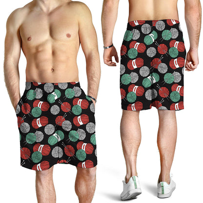 Crochet Yarn Pattern Print Men's Shorts