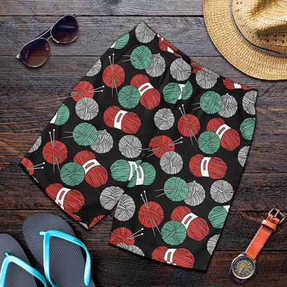 Crochet Yarn Pattern Print Men's Shorts