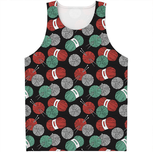 Crochet Yarn Pattern Print Men's Tank Top