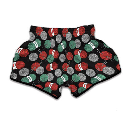 Crochet Yarn Pattern Print Muay Thai Boxing Shorts