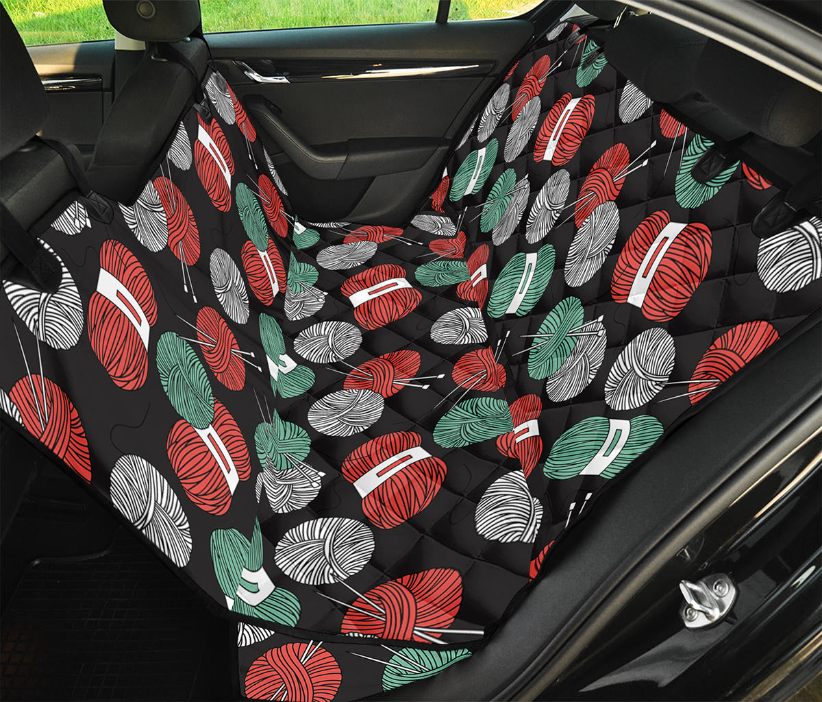 Crochet Yarn Pattern Print Pet Car Back Seat Cover