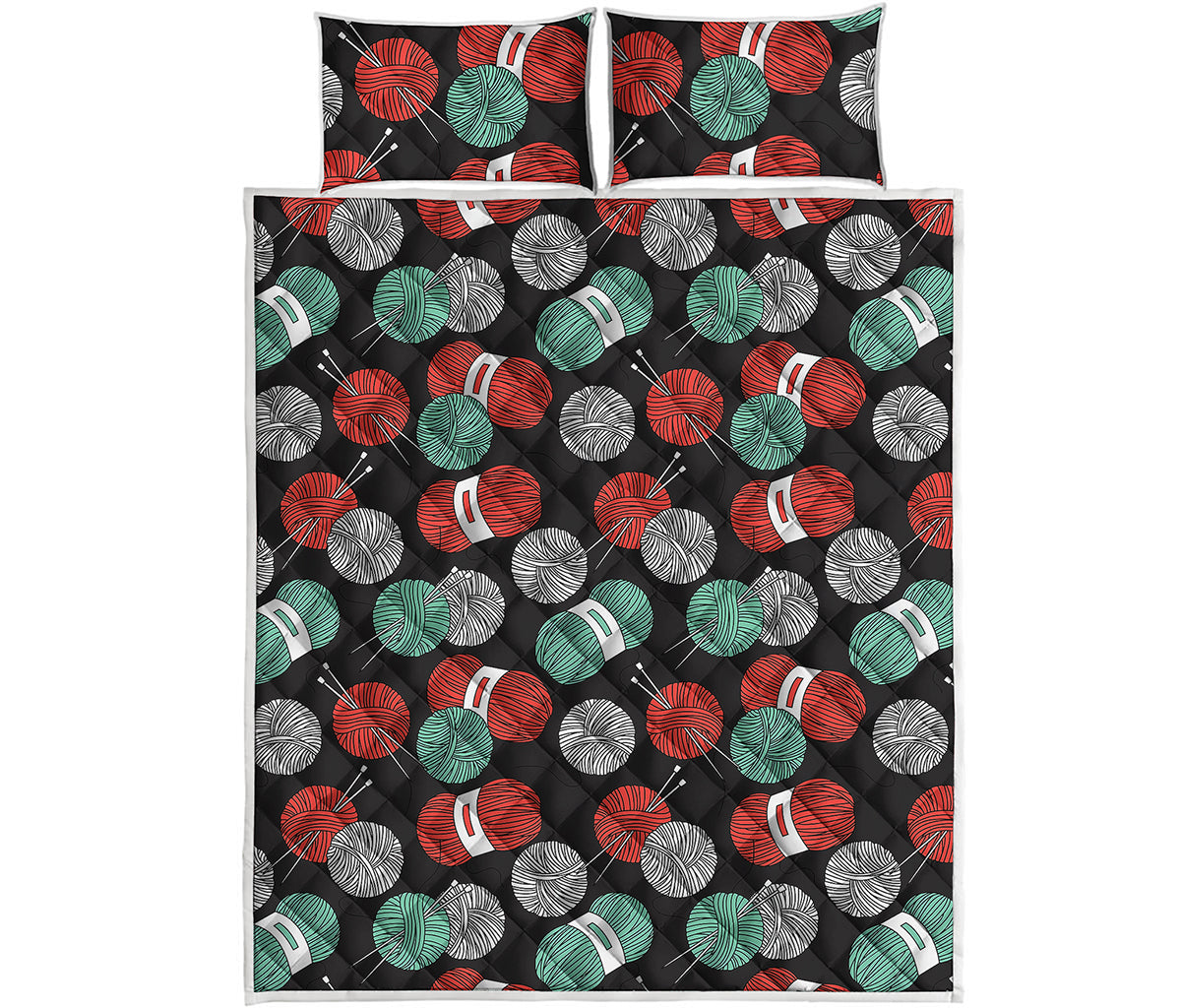 Crochet Yarn Pattern Print Quilt Bed Set