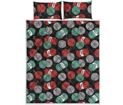Crochet Yarn Pattern Print Quilt Bed Set