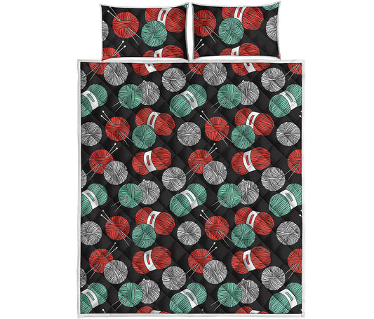 Crochet Yarn Pattern Print Quilt Bed Set