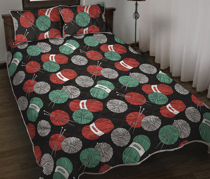 Crochet Yarn Pattern Print Quilt Bed Set