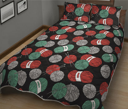 Crochet Yarn Pattern Print Quilt Bed Set