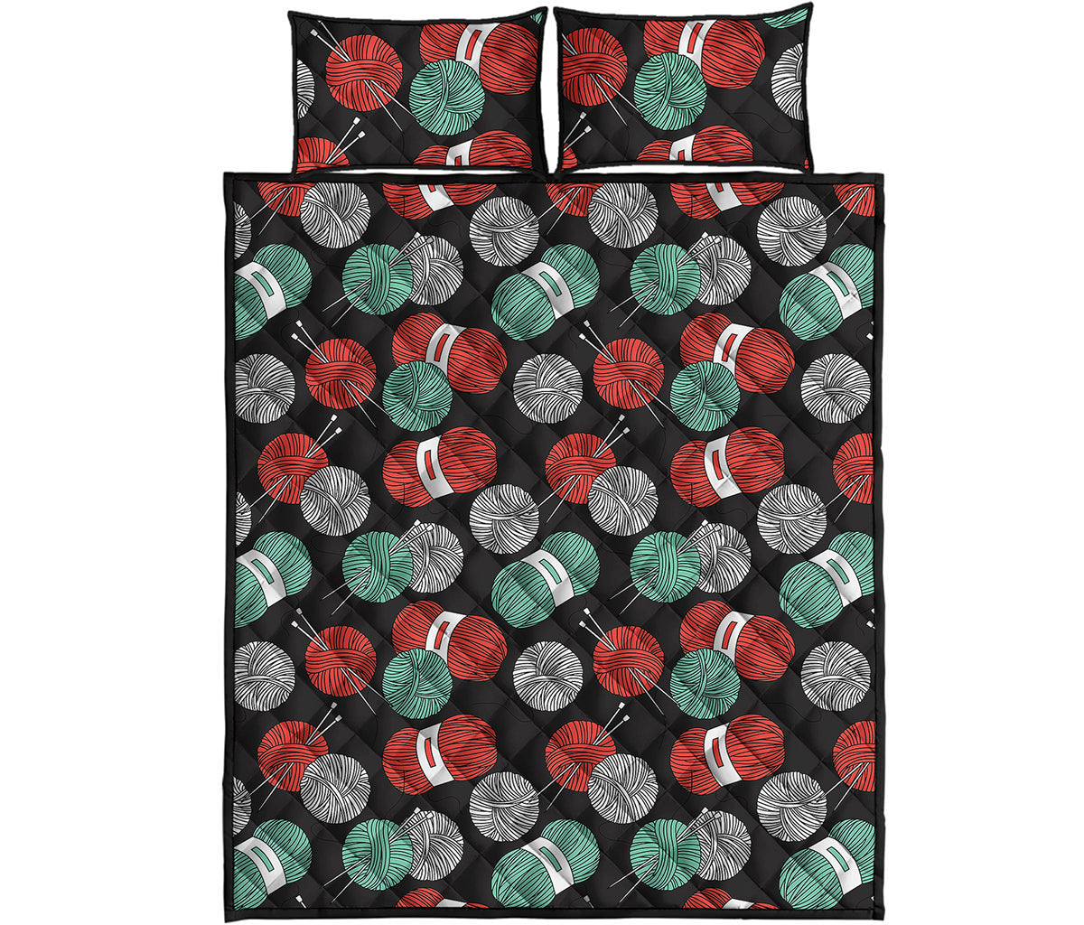 Crochet Yarn Pattern Print Quilt Bed Set