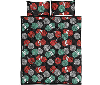 Crochet Yarn Pattern Print Quilt Bed Set