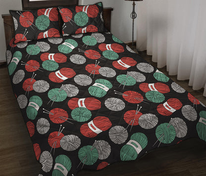 Crochet Yarn Pattern Print Quilt Bed Set