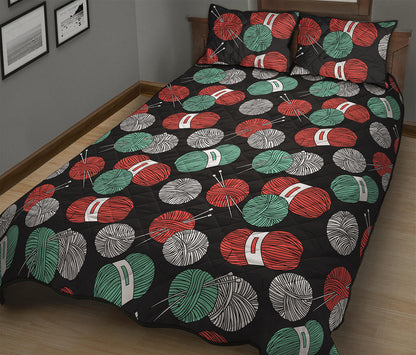 Crochet Yarn Pattern Print Quilt Bed Set