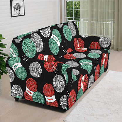 Crochet Yarn Pattern Print Sofa Cover