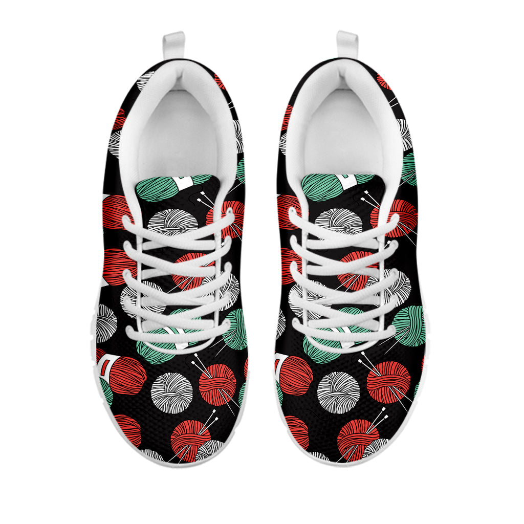 Crochet Yarn Pattern Print White Sneakers
