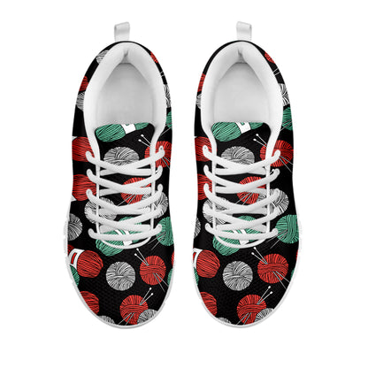 Crochet Yarn Pattern Print White Sneakers