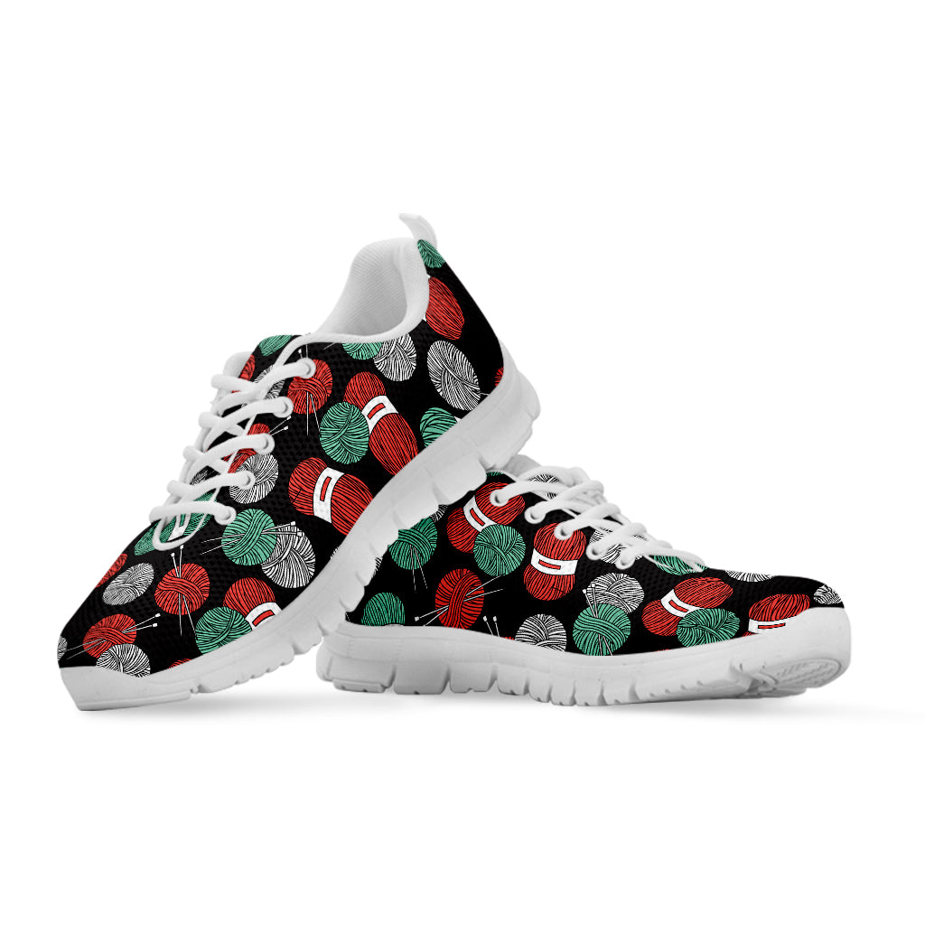Crochet Yarn Pattern Print White Sneakers