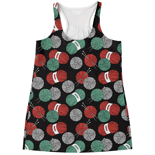 Crochet Yarn Pattern Print Women's Racerback Tank Top