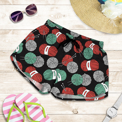 Crochet Yarn Pattern Print Women's Shorts