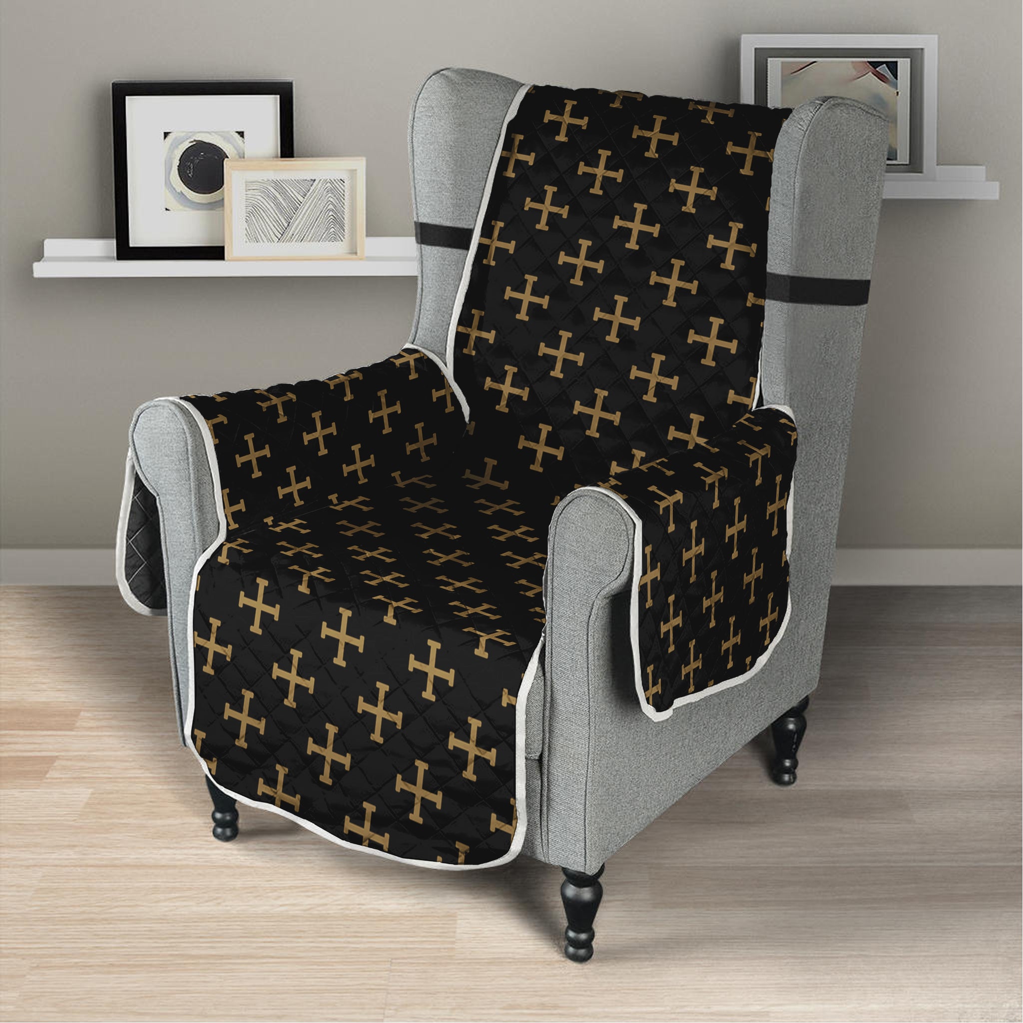 Cross Orthodox Pattern Print Armchair Protector