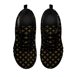 Cross Orthodox Pattern Print Black Sneakers