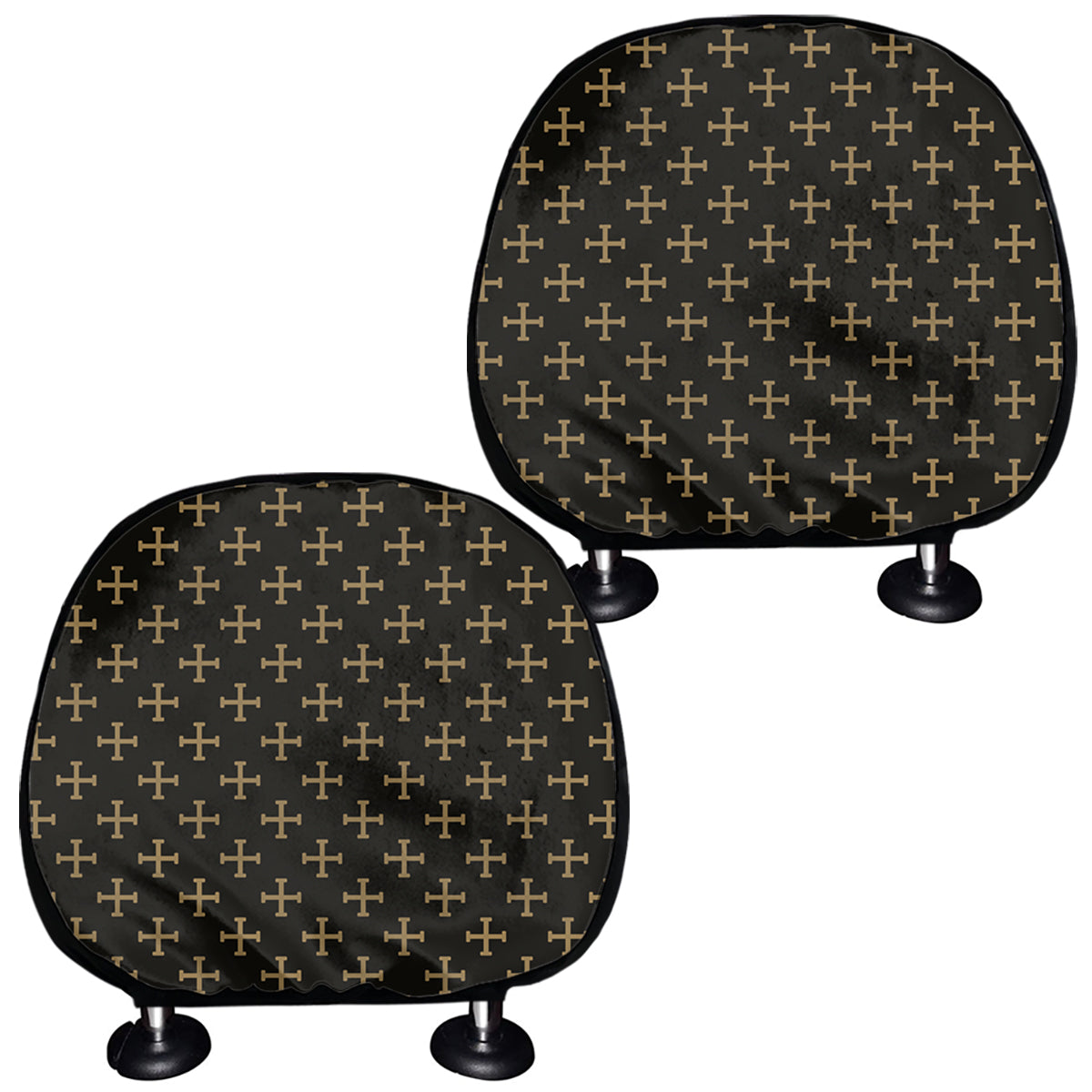 Cross Orthodox Pattern Print Car Headrest Covers