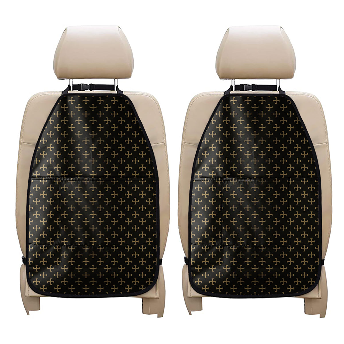 Cross Orthodox Pattern Print Car Seat Organizers