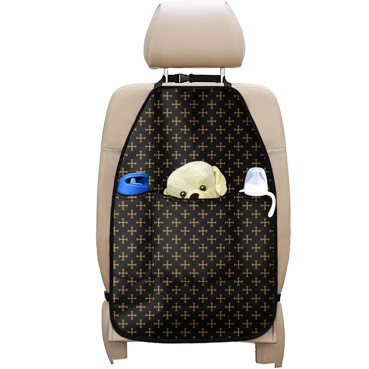 Cross Orthodox Pattern Print Car Seat Organizers