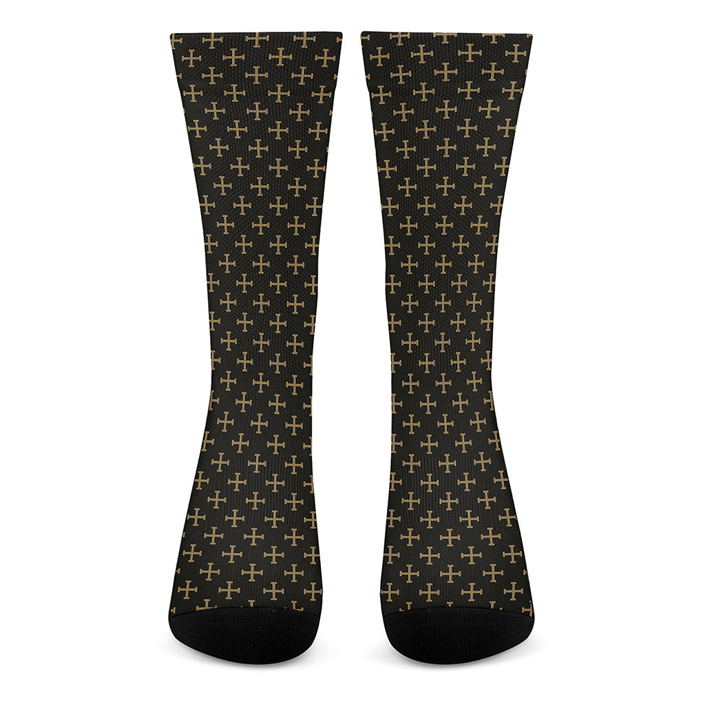 Cross Orthodox Pattern Print Crew Socks