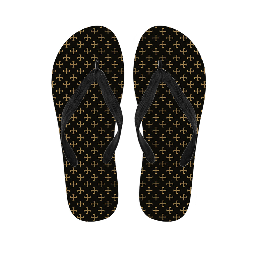 Cross Orthodox Pattern Print Flip Flops