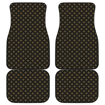 Cross Orthodox Pattern Print Front and Back Car Floor Mats