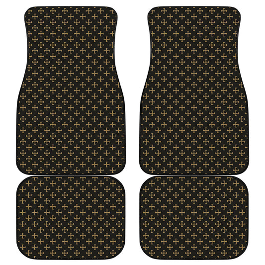 Cross Orthodox Pattern Print Front and Back Car Floor Mats