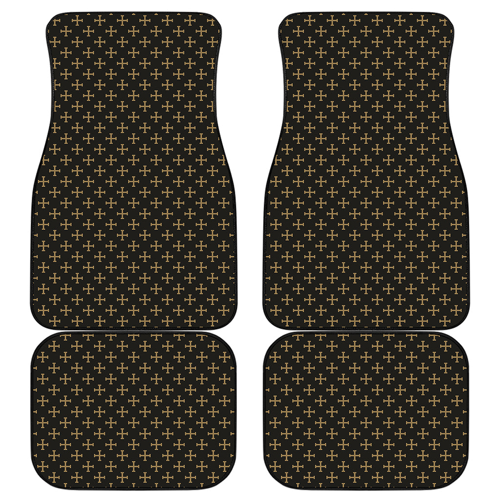 Cross Orthodox Pattern Print Front and Back Car Floor Mats