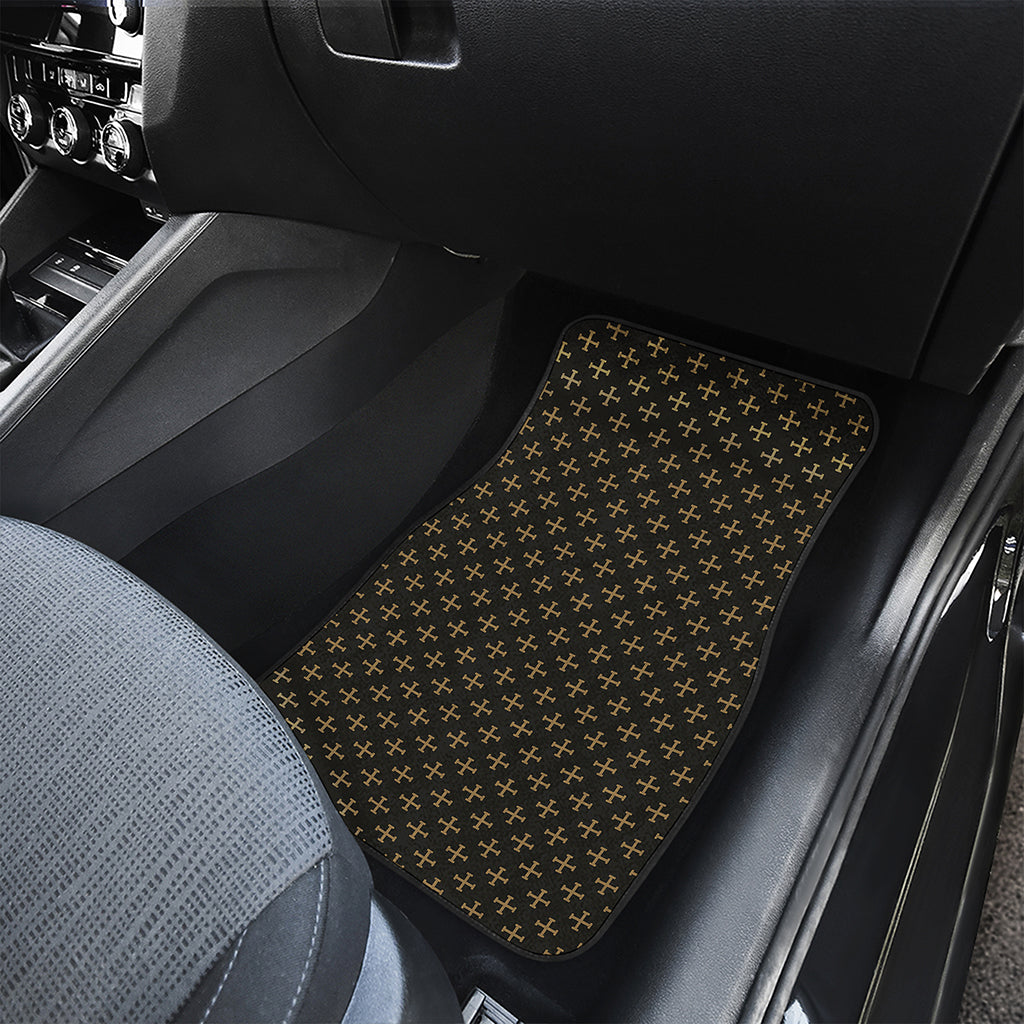 Cross Orthodox Pattern Print Front and Back Car Floor Mats