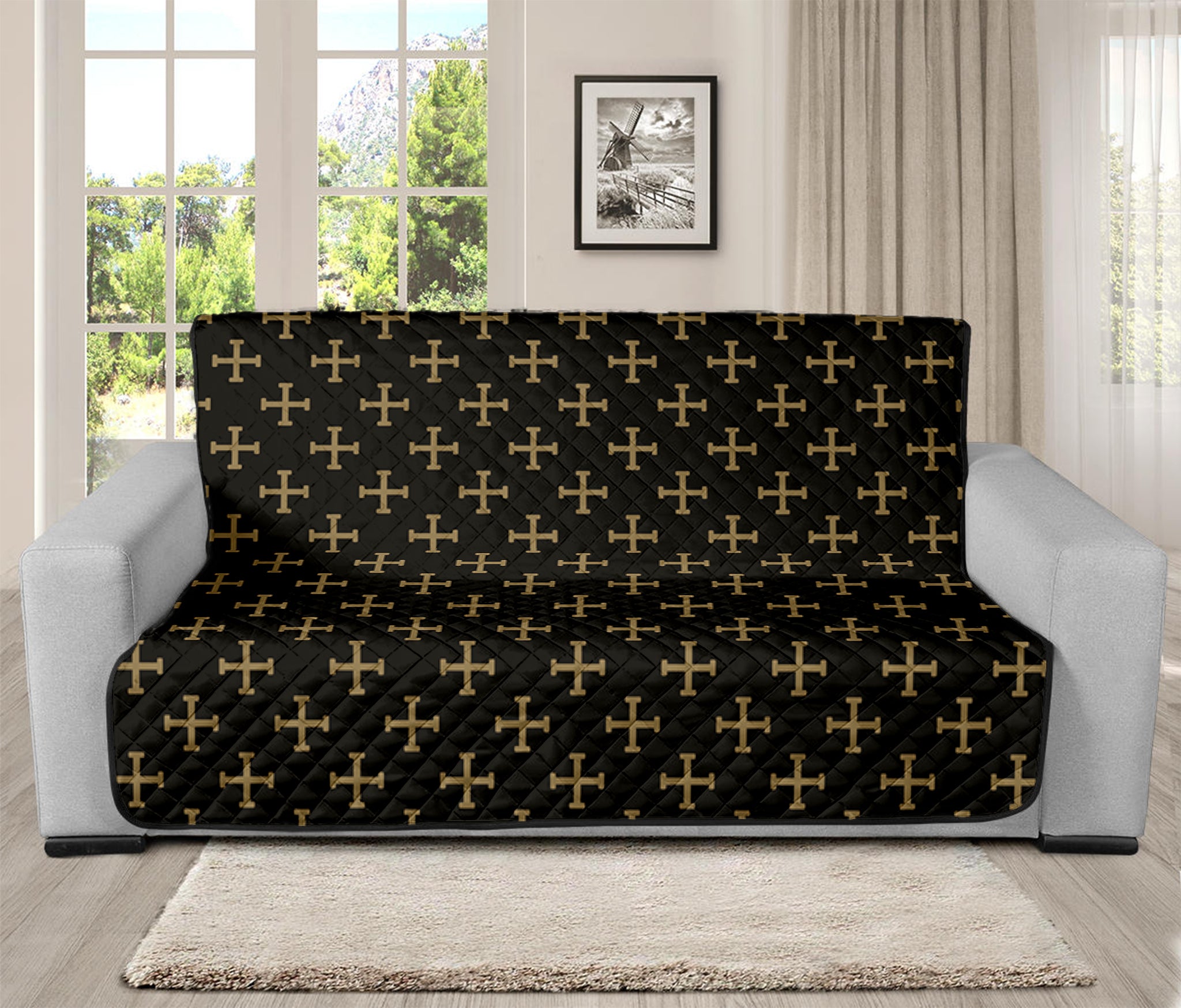 Cross Orthodox Pattern Print Futon Protector