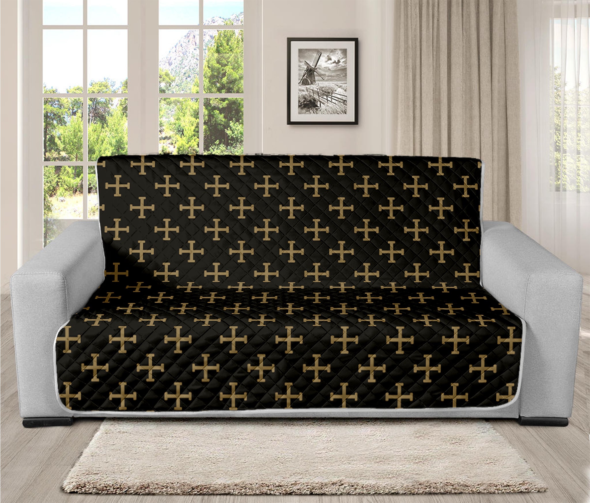 Cross Orthodox Pattern Print Futon Protector