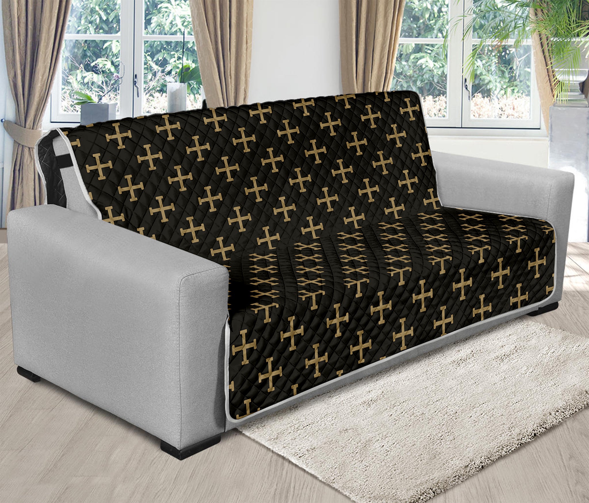 Cross Orthodox Pattern Print Futon Protector