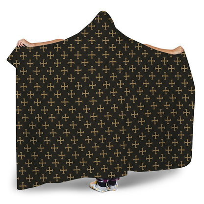 Cross Orthodox Pattern Print Hooded Blanket