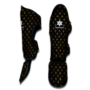 Cross Orthodox Pattern Print Muay Thai Shin Guard