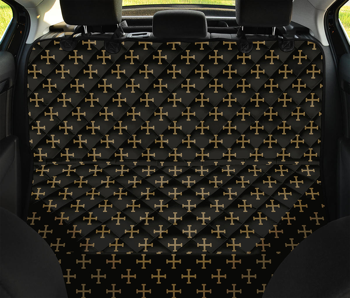 Cross Orthodox Pattern Print Pet Car Back Seat Cover