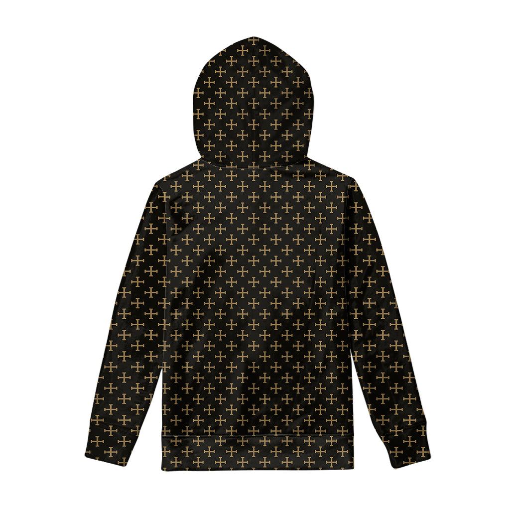 Cross Orthodox Pattern Print Pullover Hoodie